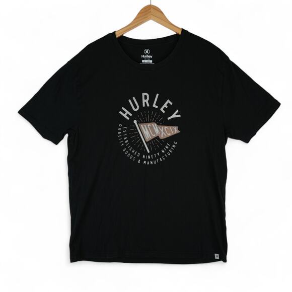 Hurley T-Shirt Mens Large Black Graphic Tee MCMXCIX Skater Surfer Grunge - Picture 2 of 7